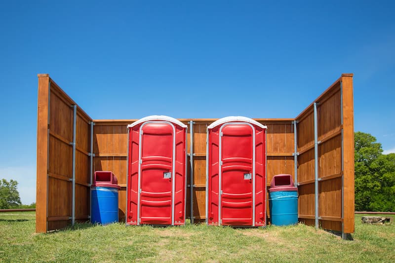 Short-term porta potty units staged for delivery in Riverside, California